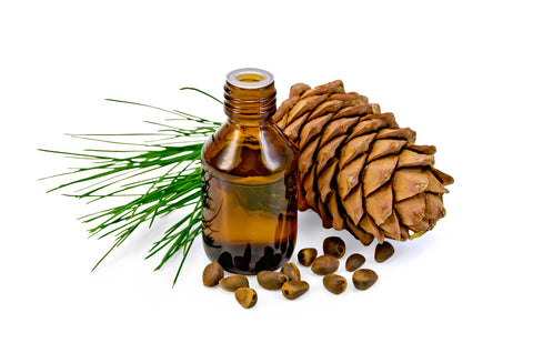 bottle of cedarwood essential oil