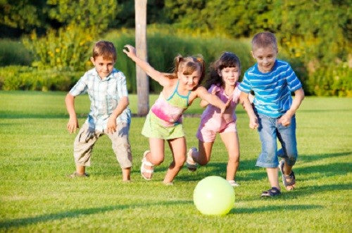 children playing with a ball
