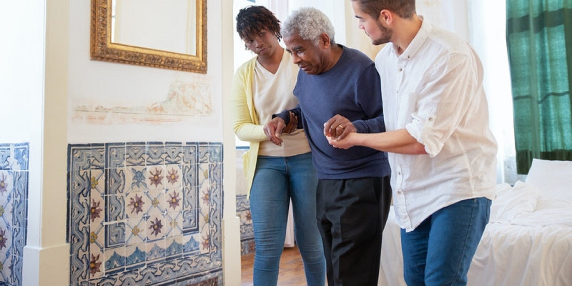 caregivers walking patient