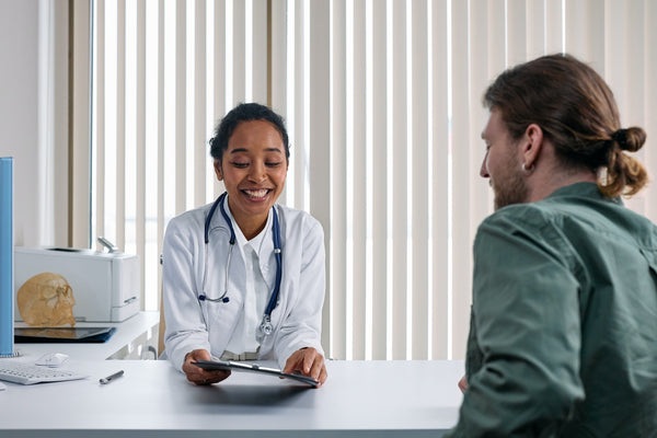 patient discussing anxiety with doctor