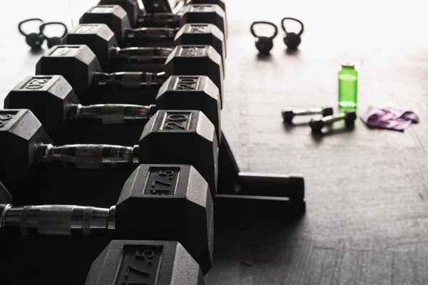 dumbbells and exercise equipment