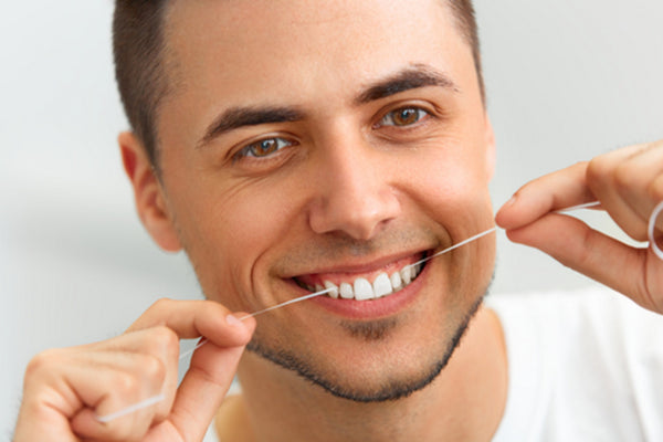 man flossing prevent bleeding gums