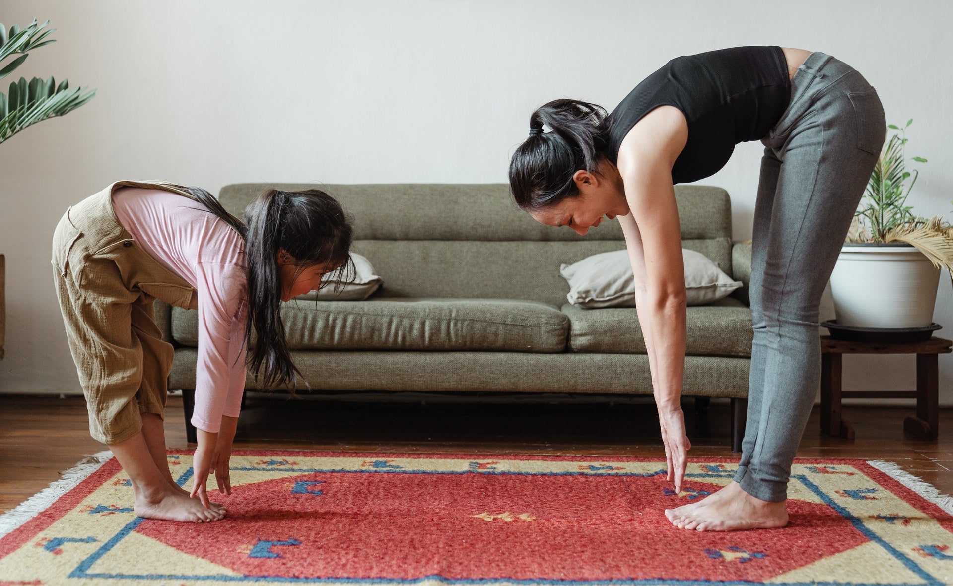 family exercising at home for healthy lifestyle