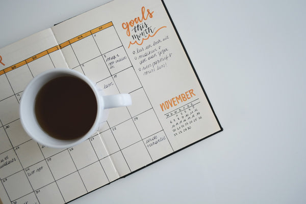 cup of coffee and calendar
