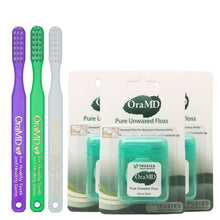 OraMD Dr. Bass Toothbrush - 3 Pack, OraMD Pure Unwaxed Dental Floss - 3 Pack